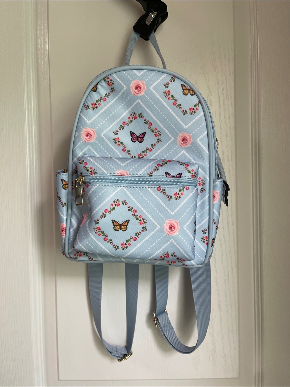 Light Blue Floral & Butterfly Mini Backpack
